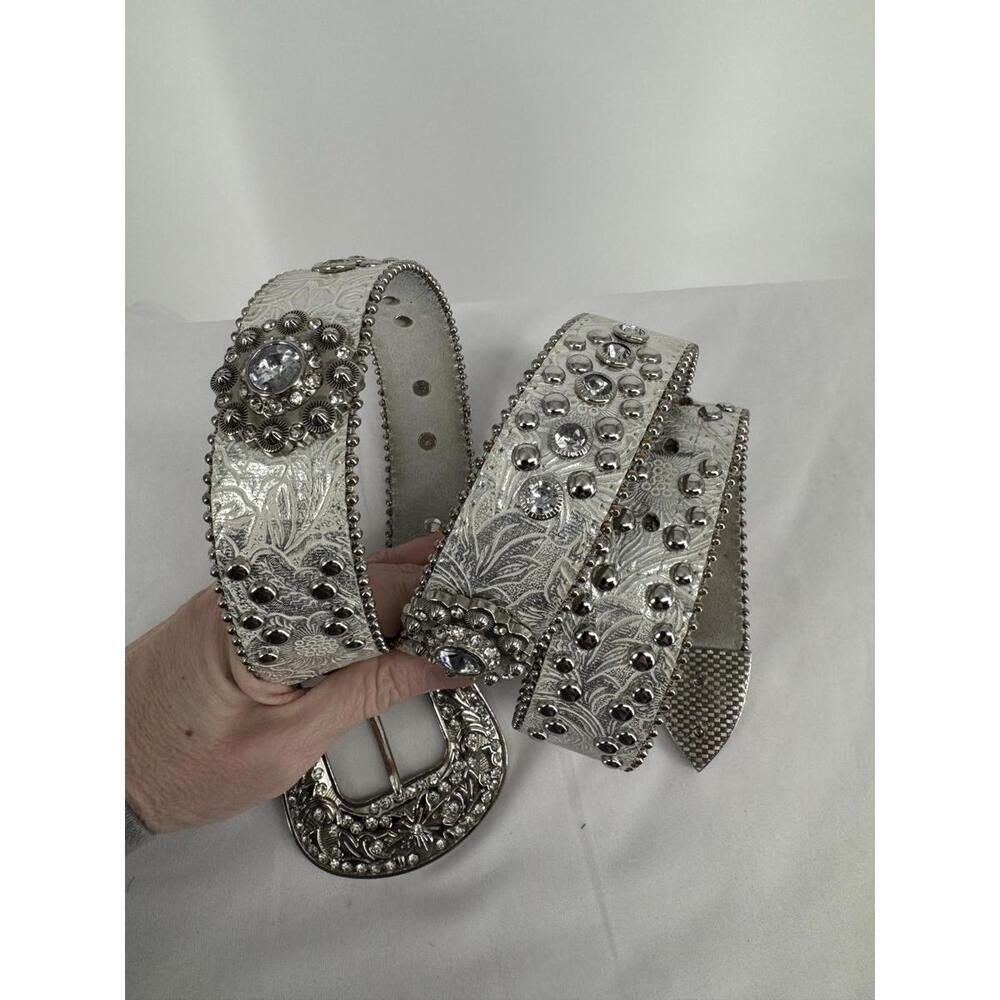 Blazin Roxx belt womens large L silver western rodeo festival cowgirl rhinestone - Picture 3 of 5